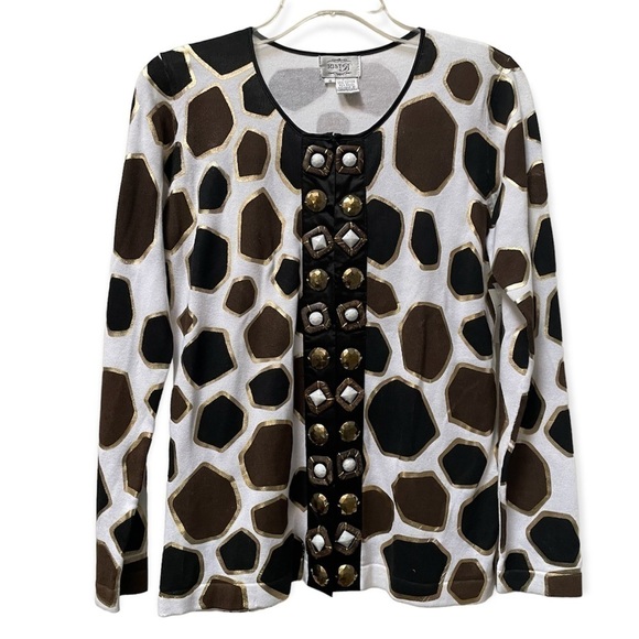 JUST B Cardigan Sweater Giraffe Print NWT Size Small - Picture 1 of 7